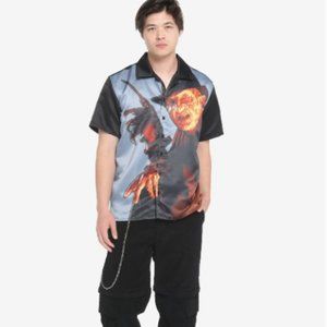 Freddy Vs. Jason Freddy Sublimated Woven Button-Up NWT